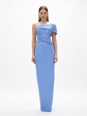 Rachel Gilbert One-Shoulder Pale Blue Gown